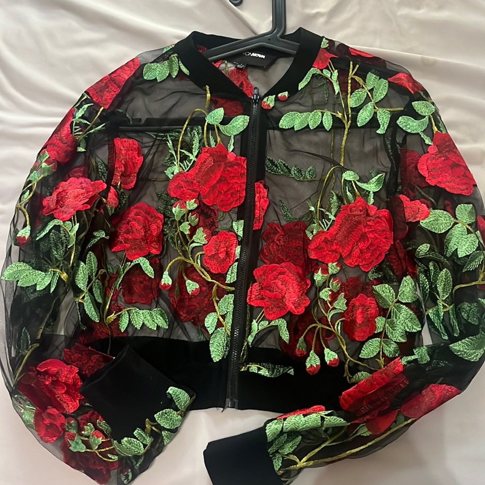 Fashion Nova Crop Rose Jacket
